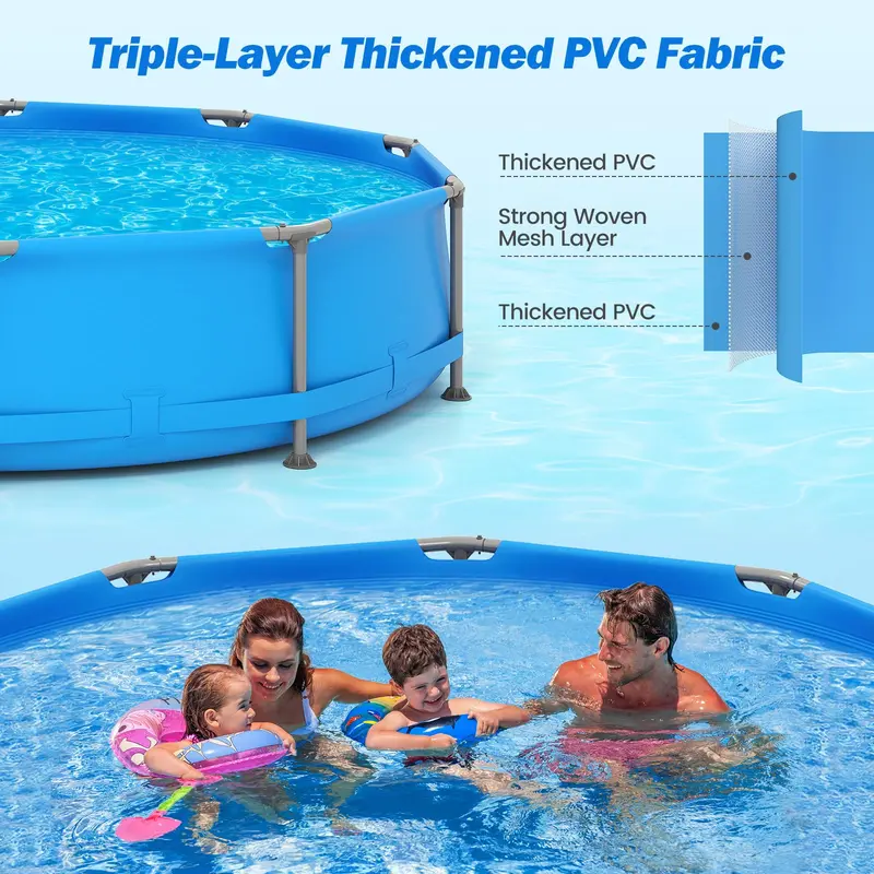 12 ft Square Metal-Frame Above-Ground Swimming Pool – 30-Inch Depth 2