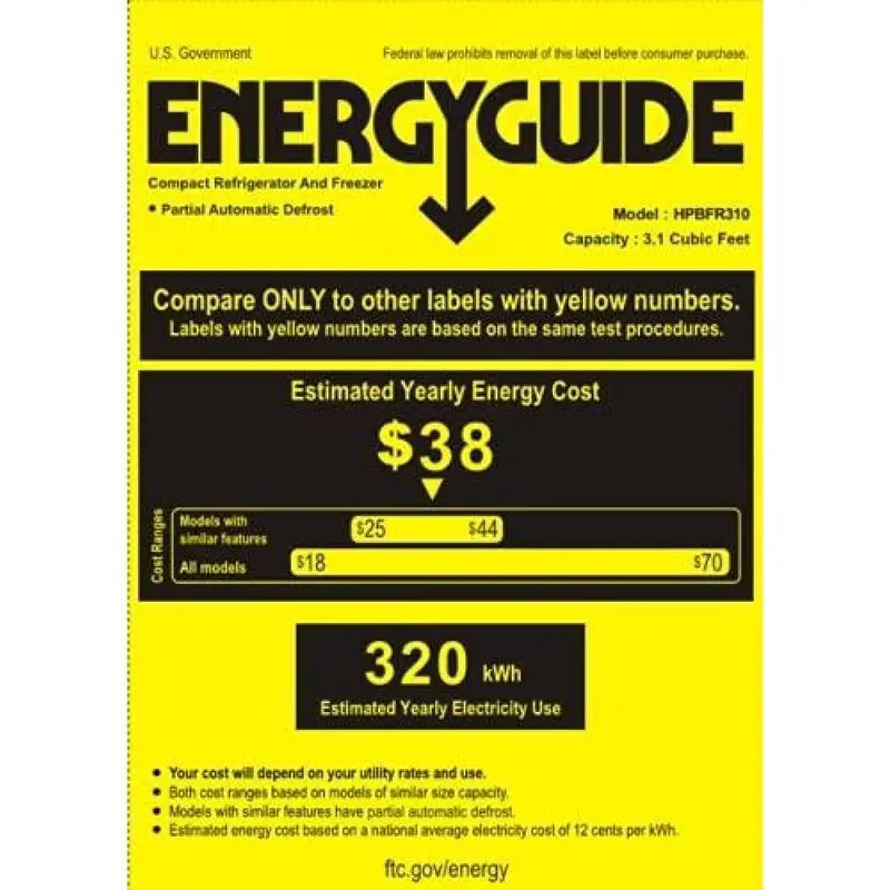 3.1 Cu Ft Energy-Efficient Mini Fridge with Freezer Compartment and Bright LED Interior Lighting