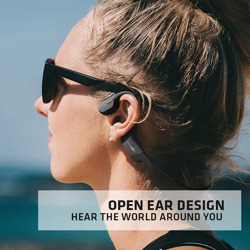 AfterShokz Aeropex Open-Ear Bone Conduction Headphones – Wireless Sport Headset in Cosmic Black