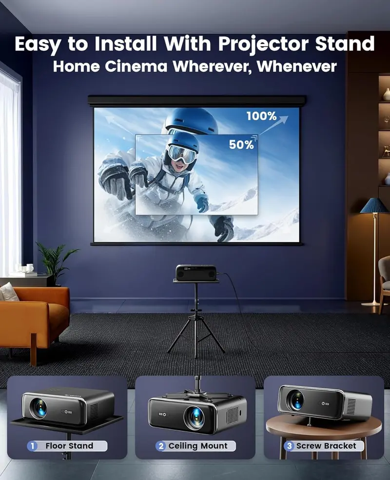 All-Weather Smart Projector Optimized for Outdoor Use — 4K Playback, Licensed Apps, and Dual-Band WiFi/Bluetooth