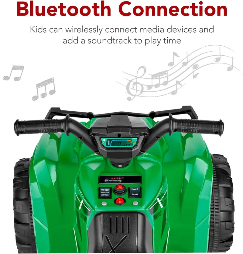 Best Choice Products 12V Kids Electric ATV Quad – Bluetooth Audio, LED Headlights, Treaded Tires & 2.4 mph Max Speed