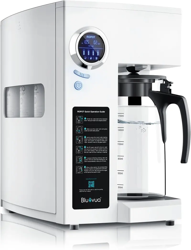Bluevua RO100ROPOT-UV Countertop Reverse Osmosis System – 6-Stage Purification with UV Sanitization & Remineralization