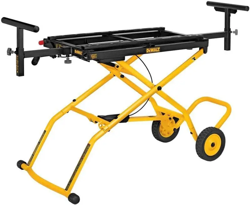 DEWALT DWX726 Rolling Miter Saw Stand – Adjustable Height, Locking Wheels, and Stable Support for Precision Cutting