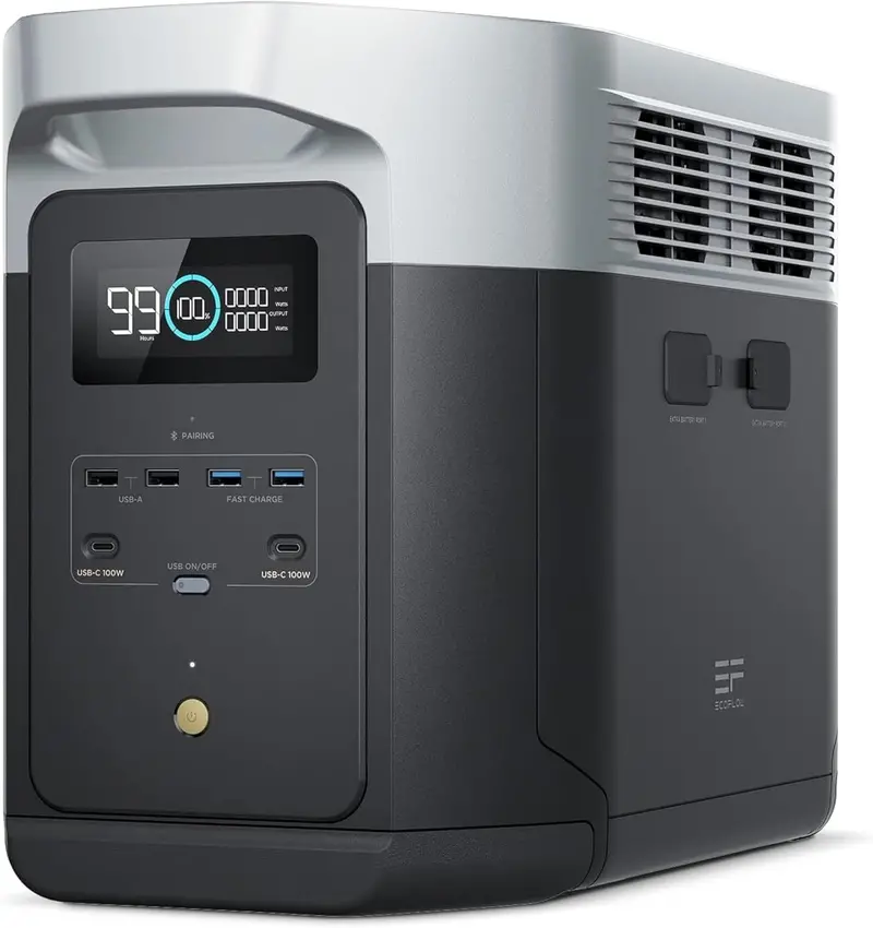 EcoFlow Delta 2 Max Portable Power Station – 2400Wh Capacity, 2400W Output, Solar-Compatible
