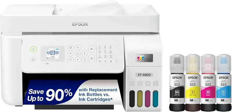 Epson EcoTank ET-4800 Wireless All-in-One Printer — ADF, Ethernet, Scan/Copy/Fax/Print