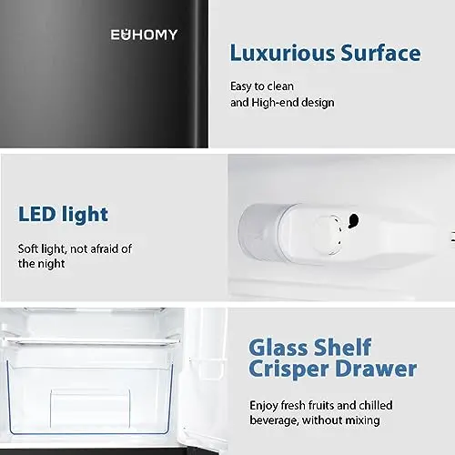 Euhomy 3.2 Cu.Ft Compact Mini Fridge – Built-In Freezer Compartment & Energy-Efficient Design
