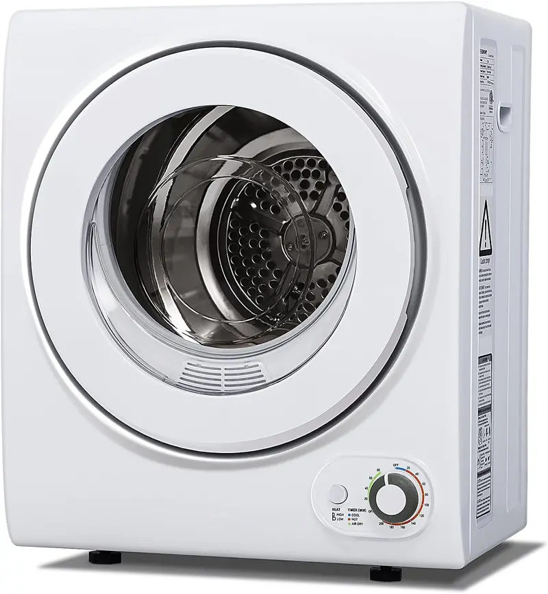 Euhomy 850W Compact Clothes Dryer — 1.5 Cubic Foot Drum, Ultra-Quiet Operation, Wall-Mount Capable, Multi-Program Settings for Small Spaces