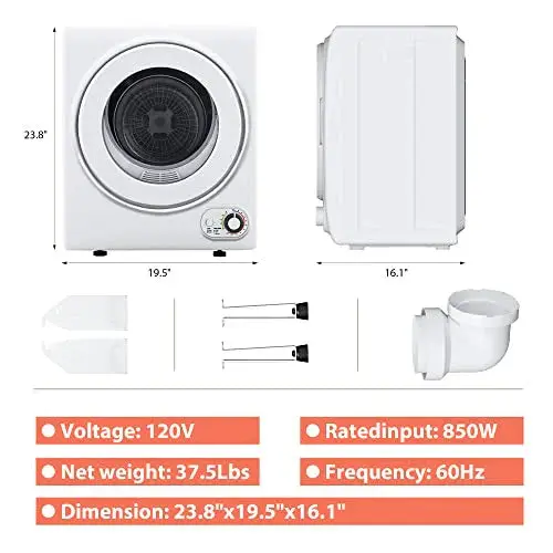 Euhomy Portable 110V Clothes Dryer – 850W Compact Front-Load Unit (1.5 Cu.Ft) for Small Spaces 2