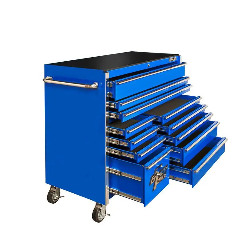 Extreme Tools THD Series 55-Inch Blue Tool Cabinet – 12-Drawer Professional Roller Chest Featuring Precision Ball-Bearing Slides