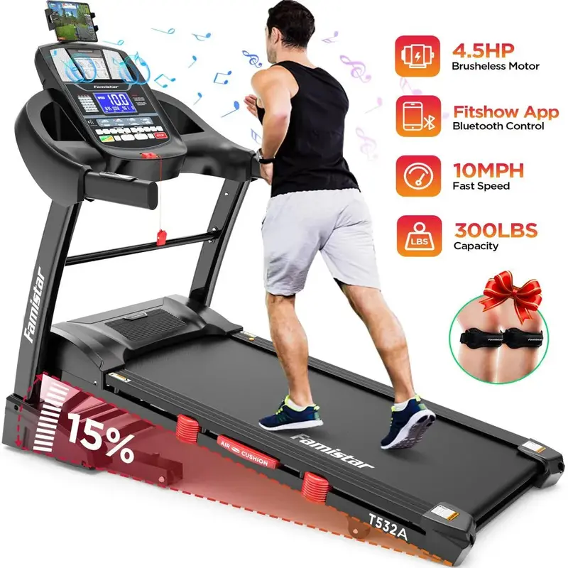 Famistar Compact Folding Treadmill – 15-Level Auto Incline, 300-Pound Weight Capacity, 10 MPH Top Speed 2