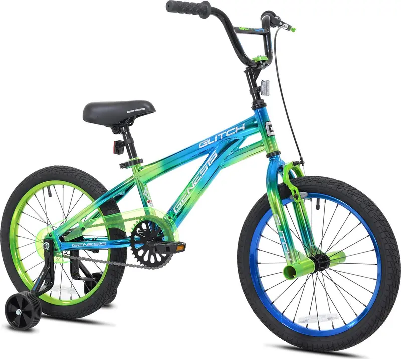 Genesis Glitch Youth BMX Bike – 18-Inch Blue/Green Alloy Frame for Beginner to Intermediate Riders 2