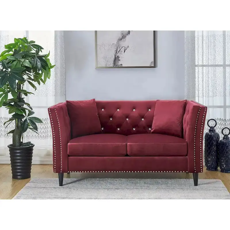 Gracewood Hollow Sukikim Velvet Loveseat – Modern Two-Seat Sofa with Plush Upholstery 2