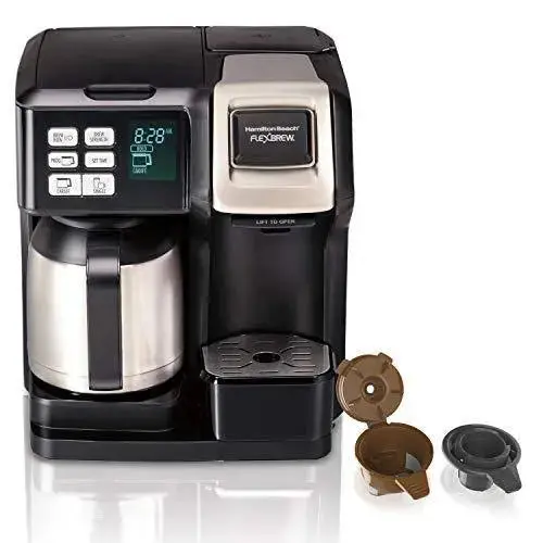 Hamilton Beach FlexBrew Dual-Brew Thermal Coffee Maker – Model 49966 (K-Cup + Ground Coffee), Programmable Timer, Black & Stainless Steel