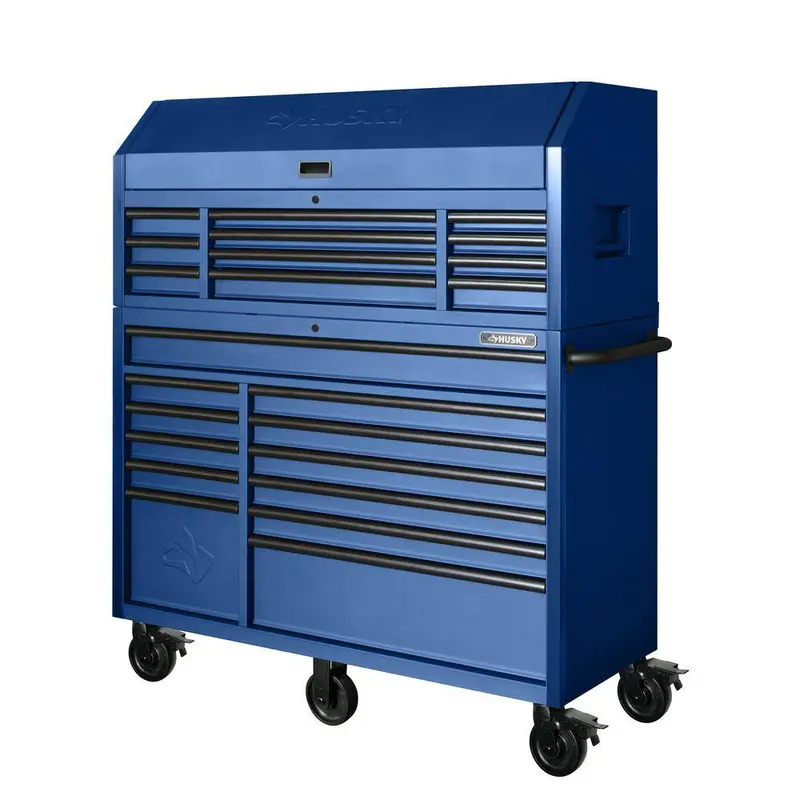 Husky HOTC5623BL2S Heavy-Duty Rolling Tool Cabinet – 56-Inch Wide, 22-Inch Deep, 23-Drawer Matte Blue Combo Set