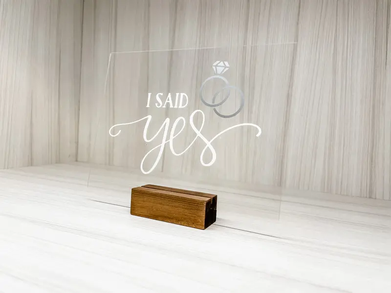 'I Said Yes' Acrylic Display Stand for Bridal Showers & Celebrations