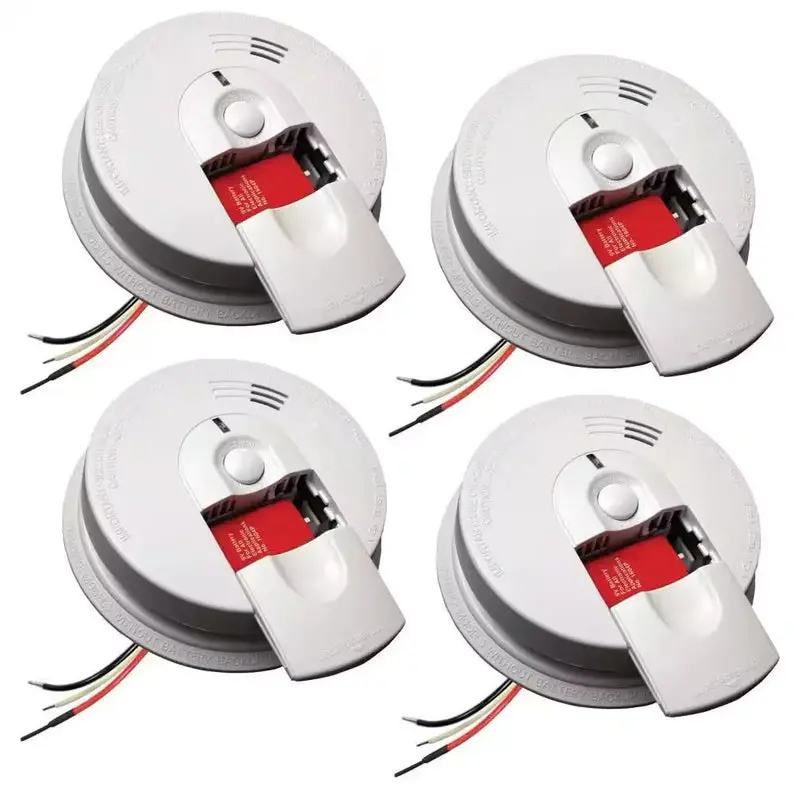 i4618 Hardwired Smoke Detector – 4-Pack Ionization Alarms, 120V AC Powered with 9V Battery Backup