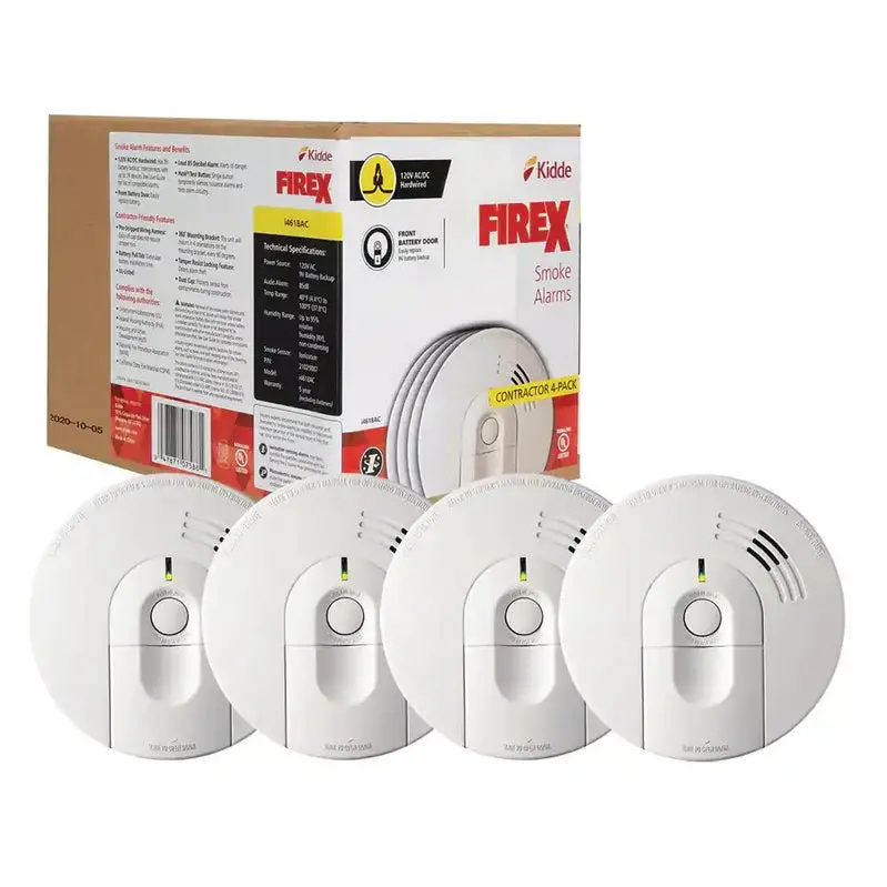 i4618 Interconnected Smoke Alarm Quad Pack – AC-Powered Ionization Detectors with Battery Backup