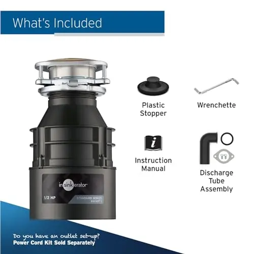 InSinkErator Badger 5 Heavy-Duty Disposal – 1/2 HP Stainless Steel Motor, Optimized for Long-Term Kitchen Use