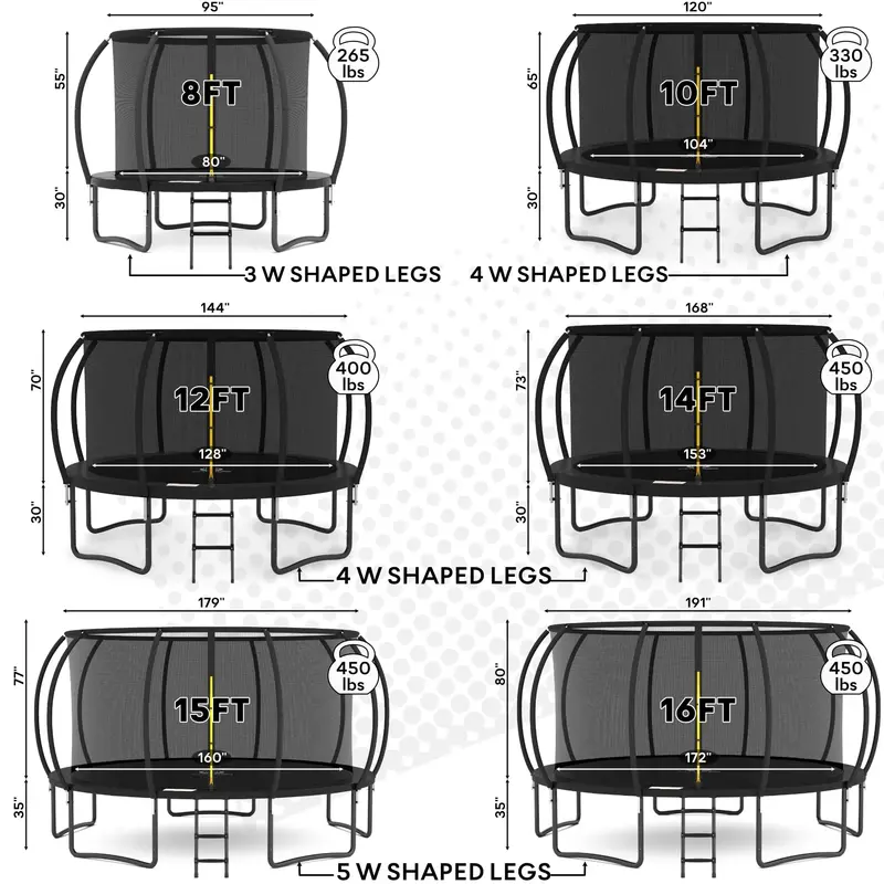 JUMPZYLLA 8-Foot Enclosed Outdoor Trampoline for Kids