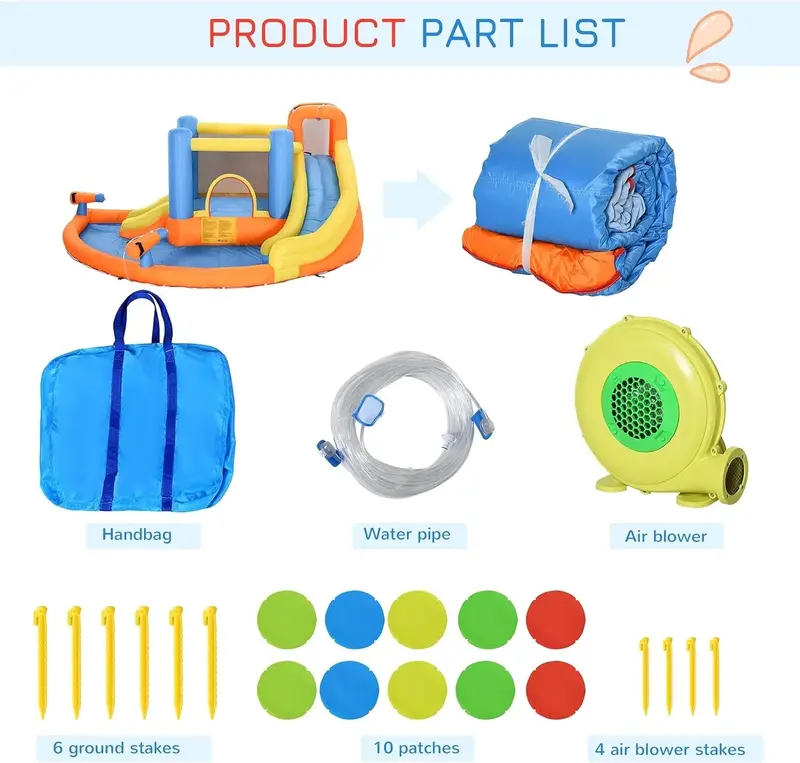 Kids’ 5-in-1 Inflatable Water Play Center – Slide, Bouncer, Climber, Pool, and Twin Water Blasters