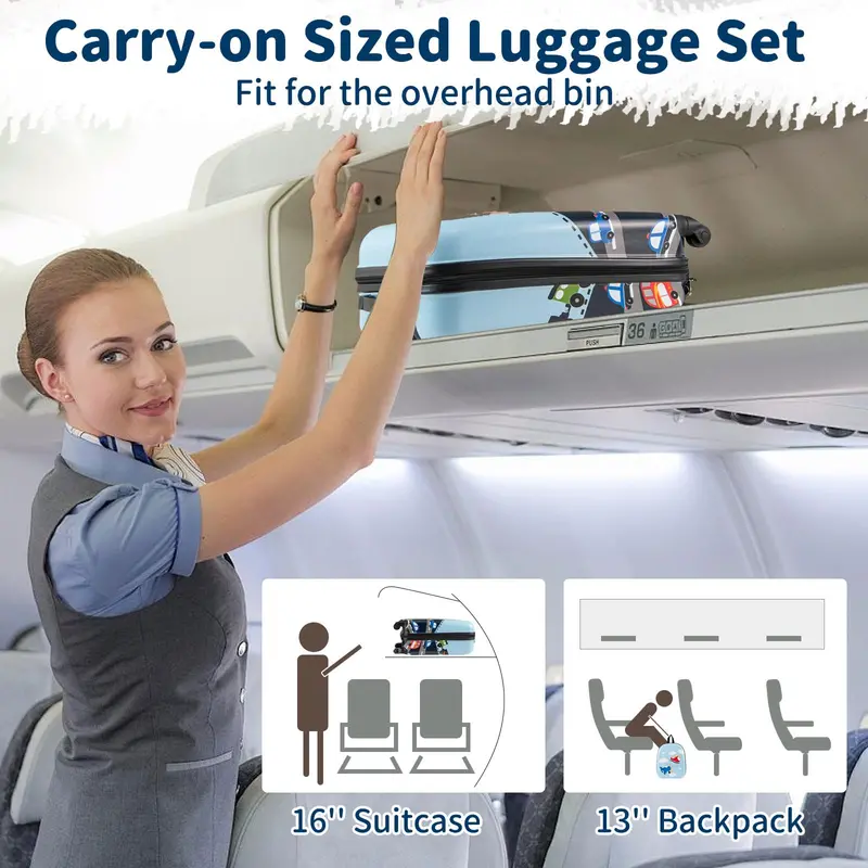 Kids’ Two-Piece Luggage Set – Child-Sized Spinner Suitcases with Smooth-Rolling Wheels (Dark Blue)