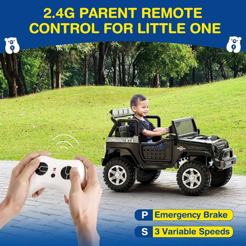 L8 Two-Seater 12V Kids’ Electric Ride-On Car – Remote Control, 4-Wheel Suspension & Bluetooth Audio