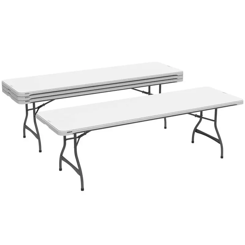 Lifetime 8-Foot Commercial Stacking Folding Tables — Set of Four Heavy-Duty Units