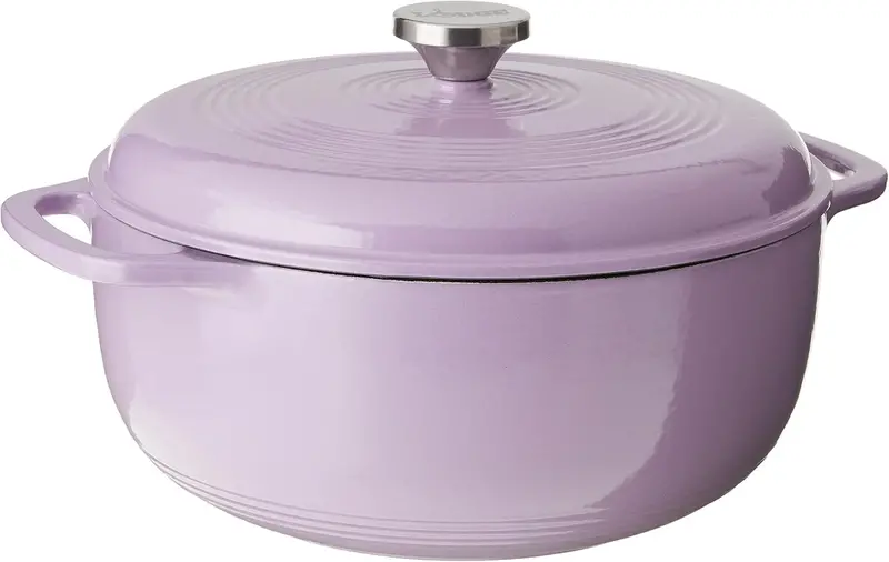 Lodge Caribbean Blue 6-Quart Enamel-Coated Cast Iron Dutch Oven Featuring Tight-Seal Lid and Ergonomic Dual Handles