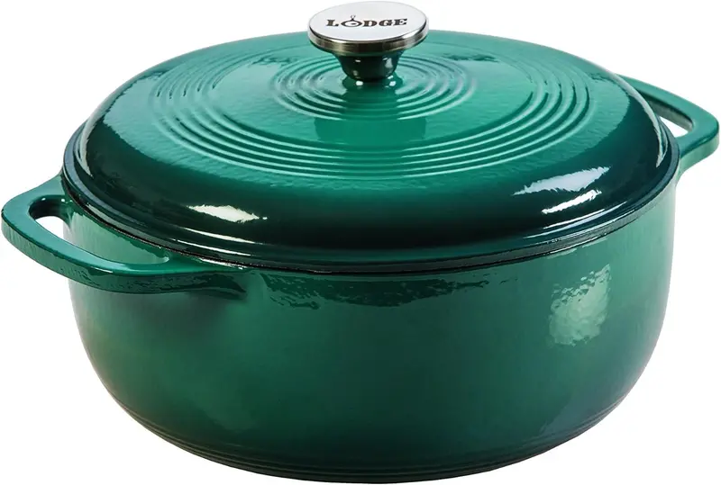 Lodge Caribbean Blue 6-Quart Enamel-Coated Cast Iron Dutch Oven Featuring Tight-Seal Lid and Ergonomic Dual Handles 2