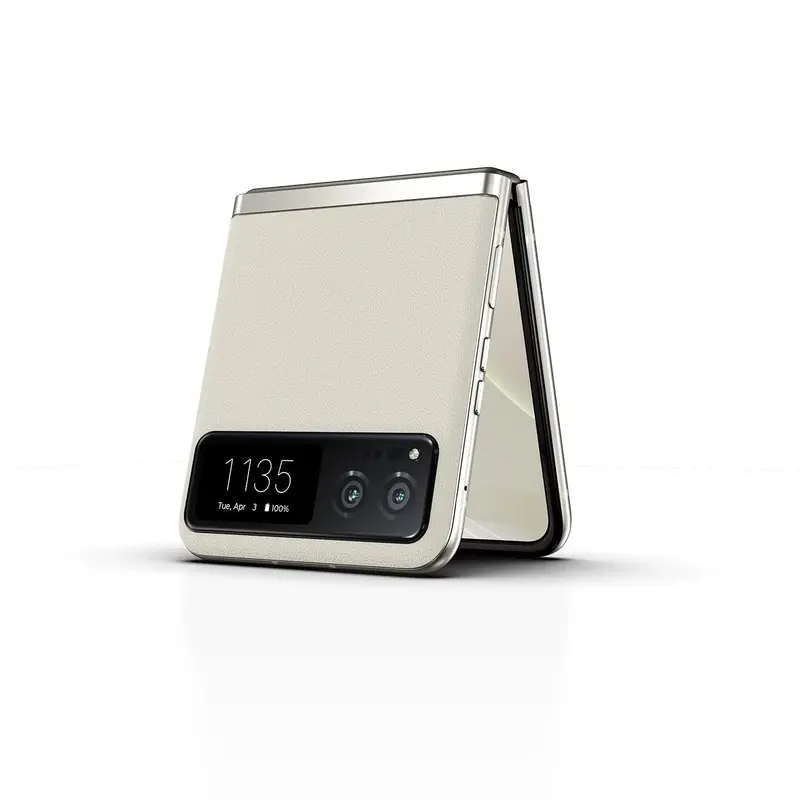 Motorola razr 2023 Foldable Phone — Unlocked Vanilla Cream Model, 32MP Camera, Compact Form Factor