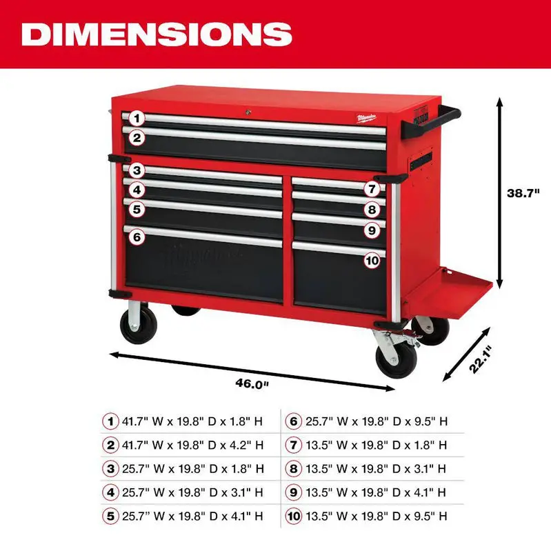 MW 46-Inch 18-Drawer Tool Storage Combo – Heavy-Duty Steel Chest and Cabinet Set (Model 48-22-8546)