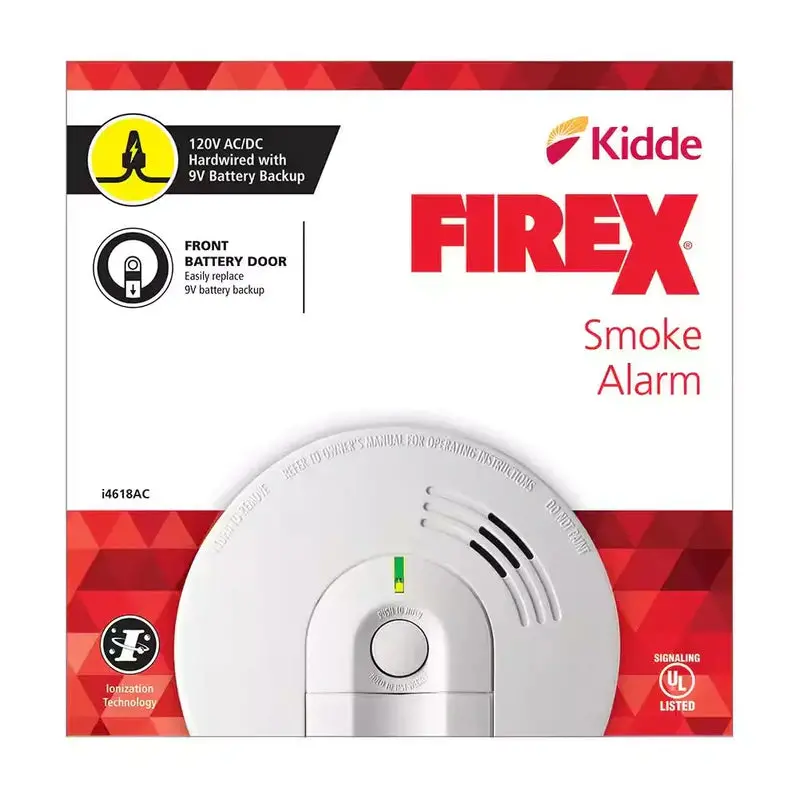 Pack Hardwired Smoke Detector – Ionization Sensor with 120V AC Power and 9V Battery Backup