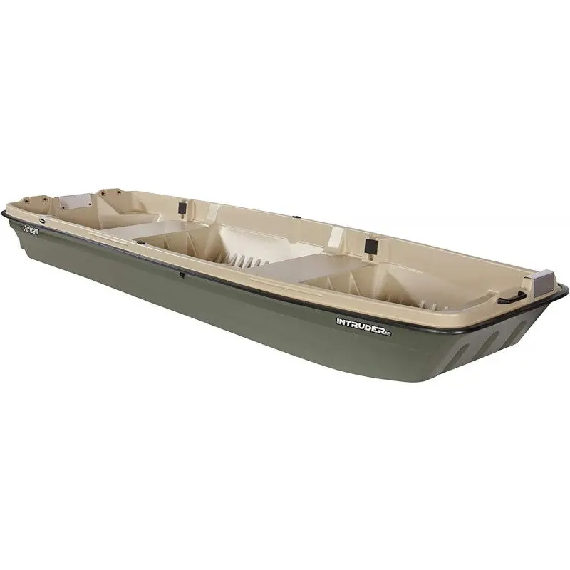 Pelican Intruder 12 ft Jon Boat – Lightweight Aluminum Fishing Vessel Featuring Flat Deck Layout