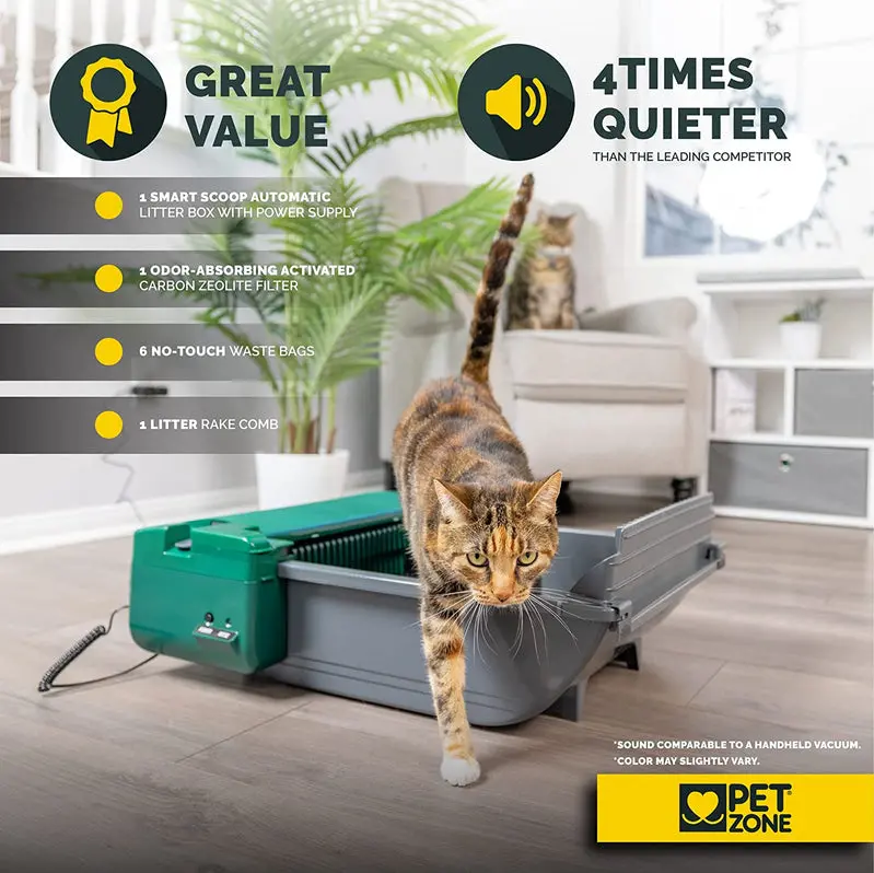 Pet Zone Smart Scoop Self-Cleaning Litter Box – No Subscription or Refills Needed