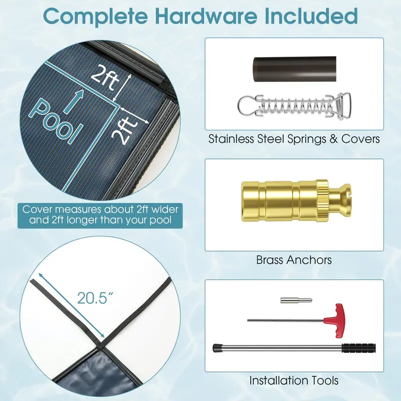 Precision-Fit Safety Cover for 32' × 16' In-Ground Pools — Sized to Fit 34' × 18' Actual Dimensions