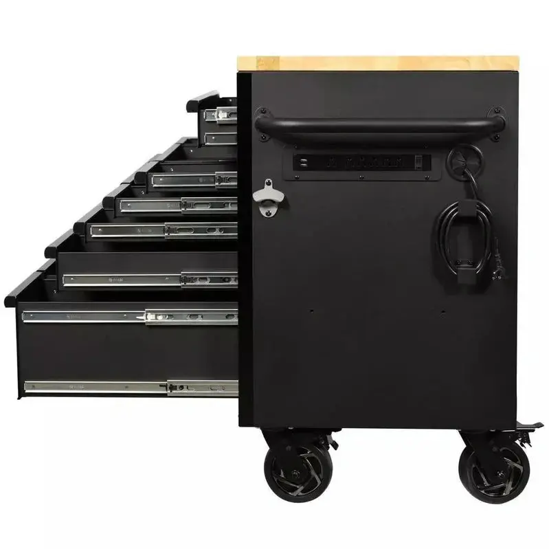 Premium 61" Workshop Workbench – Heavy-Duty 15-Drawer Mobile Unit with Solid Wood Worktop