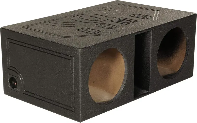 QPower QBOMB12VL Dual 12-Inch Vented Subwoofer Enclosure — Reinforced MDF Cabinet with Rhino Liner Protective Coating
