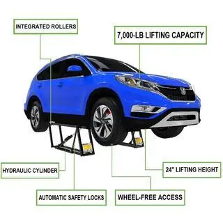 QuickJack 7000TL Dual-Post Portable Car Lift – 7000 lb Capacity, 27" Max Lift, Auto-Locking Safety