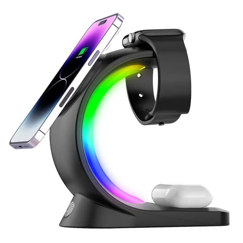 RGB-Illuminated 4-in-1 Wireless Charging Hub for MagSafe Devices