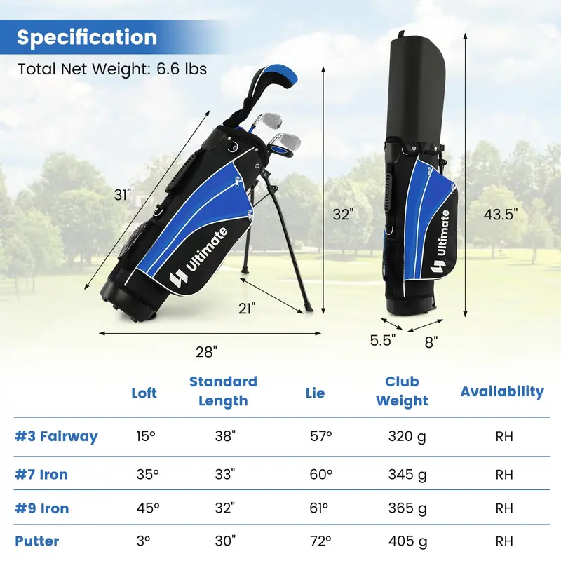 Right-Handed Junior Golf Set for Ages 11–13 — Complete Clubs with Lightweight Stand Bag