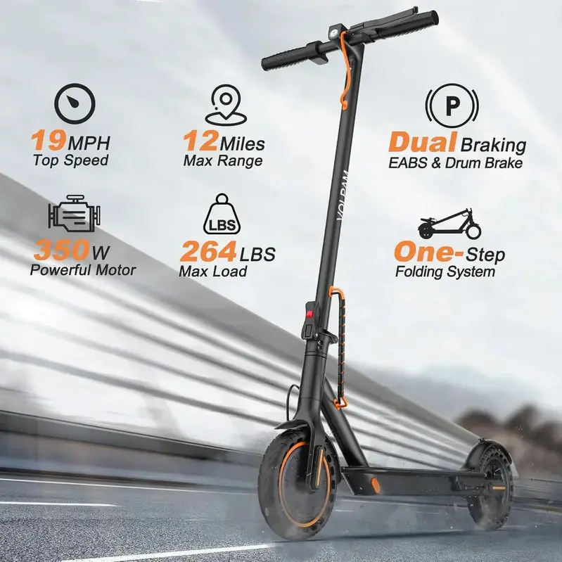 Rugged All-Terrain Electric Scooter – 350W/500W Dual-Mode Motor, Pneumatic-Free Solid Tires, Dual Disc Brakes, Extended Battery Options