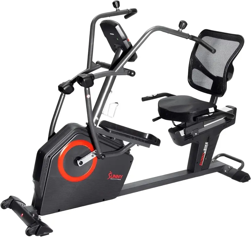 SF-RBE4886SMART Recumbent Cross Trainer by Sunny Health & Fitness – Electromagnetic Resistance Elliptical with Arm Movement, Bluetooth, and SunnyFit App Sync 2