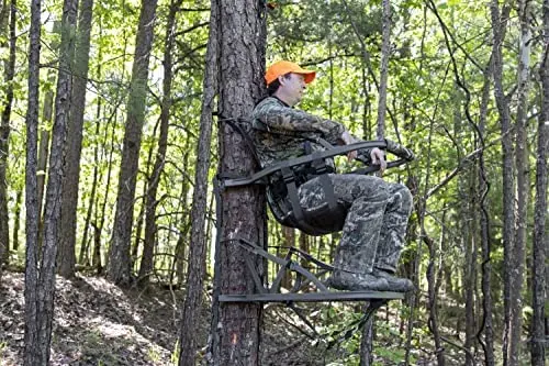 Summit Viper SD Climbing Treestand – Lightweight Aluminum Frame, Padded Seat, 300 lb Weight Limit + Safety Harness