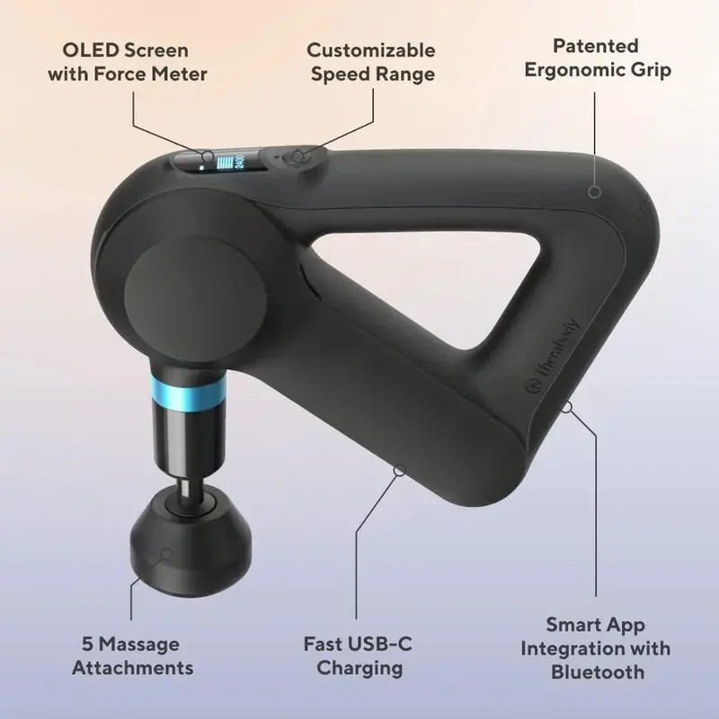 TheraGun Elite (5th Gen) Percussion Massager – Ultra-Quiet Deep-Tissue Device with Bluetooth, USB-C, and Full-Body Mobility Support
